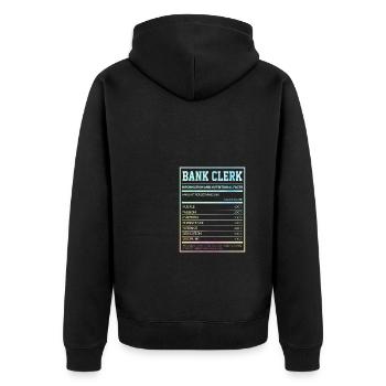 Bank Clerk Information And Nutritional Facts Bookk - Unisex Premium Bio Zip Hoodie - Schwarz - Hinten - Nico (187cm)