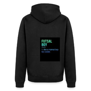 Futsal Boy Like A Normal Boy But Cooler Indoor Soc - Unisex Premium Bio Zip Hoodie - Schwarz - Hinten - Nico (187cm)