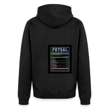 Futsal Information And Nutritional Facts Football - Unisex Premium Bio Zip Hoodie - Schwarz - Hinten - Nico (187cm)