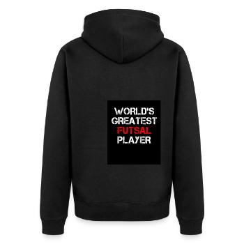 World's Greatest Futsal Player Indoor Soccer Footb - Unisex Premium Bio Zip Hoodie - Schwarz - Hinten - Nico (187cm)