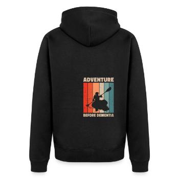 Adventure Before Dementia Kayaking Canoeing Rowing - Unisex Premium Bio Zip Hoodie - Schwarz - Hinten - Nico (187cm)