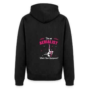 I'm An Arealist What's Your Superpower Gymnastics - Unisex Premium Bio Zip Hoodie - Schwarz - Hinten - Nico (187cm)
