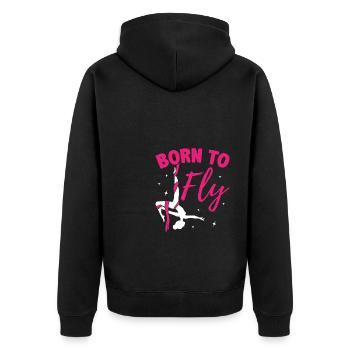 Born To Fly Graphic Acrobatics Acrobat Gymnastics - Unisex Premium Bio Zip Hoodie - Schwarz - Hinten - Nico (187cm)