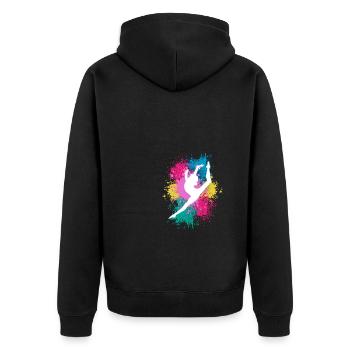 Retro Graphic Gymnast Gymnastics Acrobat Acrobatic - Unisex Premium Bio Zip Hoodie - Schwarz - Hinten - Nico (187cm)