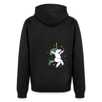 Unicorn Graphic Gymnast Gymnastics Acrobat Acrobat - Unisex Premium Bio Zip Hoodie - Schwarz - Hinten - Nico (187cm)