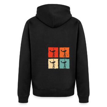 Retro Graphic Gymnast Gymnastics Acrobat Acrobatic - Unisex Premium Bio Zip Hoodie - Schwarz - Hinten - Nico (187cm)