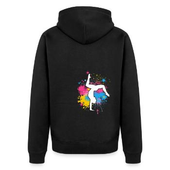 Retro Graphic Gymnast Gymnastics Acrobat Acrobatic - Unisex Premium Bio Zip Hoodie - Schwarz - Hinten - Nico (187cm)