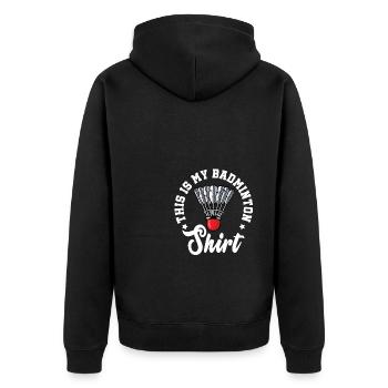 This Is My Badminton Shirt Badminton Player Shuttl - Unisex Premium Bio Zip Hoodie - Schwarz - Hinten - Nico (187cm)