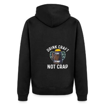 Drink Craft Not Crap Homebrewing Craftbeer Brewery - Unisex Premium Bio Zip Hoodie - Schwarz - Hinten - Nico (187cm)