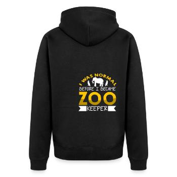 I Was Normal Before I Became Zoo Keeper Animal Lov - Unisex Premium Bio Zip Hoodie - Schwarz - Hinten - Nico (187cm)