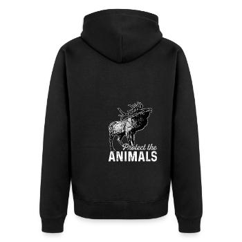 Protect The Animals Animal Lover Zoologist Zoo Kee - Unisex Premium Bio Zip Hoodie - Schwarz - Hinten - Nico (187cm)