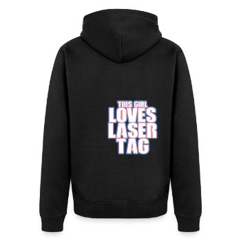This Girl Loves Lasertag Lasergame Lasertag Player - Unisex Premium Bio Zip Hoodie - Schwarz - Hinten - Nico (187cm)