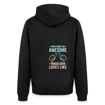 This Is What An Awesome Paraglider Looks Like Para - Unisex Premium Bio Zip Hoodie - Schwarz - Hinten - Nico (187cm)