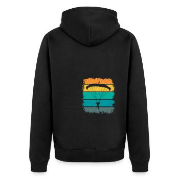 Retro Graphic Paragliding Paraglider Parachute Sky - Unisex Premium Bio Zip Hoodie - Schwarz - Hinten - Nico (187cm)