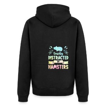 Easily Distracted By Hamsters Animal Lover Hamster - Unisex Premium Bio Zip Hoodie - Schwarz - Hinten - Nico (187cm)