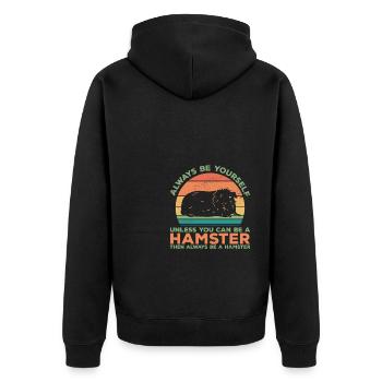 Always Be Hamster Unless You Can Be A Hamster Anim - Unisex Premium Bio Zip Hoodie - Schwarz - Hinten - Nico (187cm)