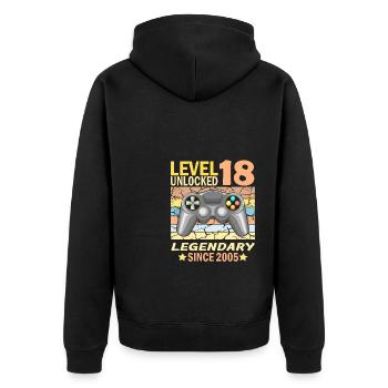 18. Geburtstag Gamer zocken Geburtstjahr 2005 - Unisex Premium Bio Zip Hoodie - Schwarz - Hinten - Nico (187cm)