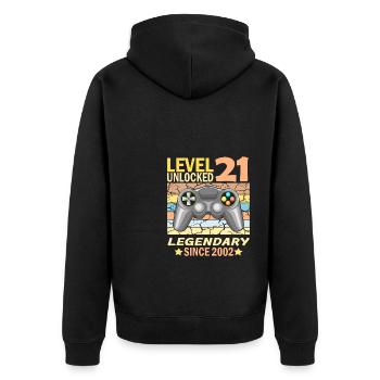21. Geburtstag Gamer zocken Geburtstjahr 2002 - Unisex Premium Bio Zip Hoodie - Schwarz - Hinten - Nico (187cm)