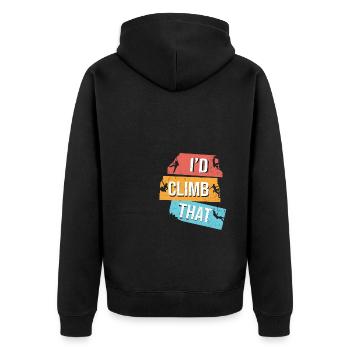 I'd Climb That Rock Climbing Bouldering Climber Ro - Unisex Premium Bio Zip Hoodie - Schwarz - Hinten - Nico (187cm)