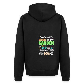 I Just Want To Work In My Garden And Hang Out With - Unisex Premium Bio Zip Hoodie - Schwarz - Hinten - Nico (187cm)