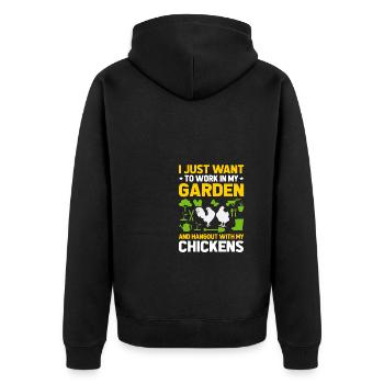 I Just Want To Work In My Garden And Hang Out With - Unisex Premium Bio Zip Hoodie - Schwarz - Hinten - Nico (187cm)