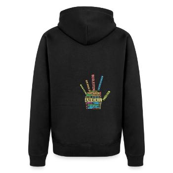 Retro Grafik Kindertagesstätte Babysitter Kindergä - Unisex Premium Bio Zip Hoodie - Schwarz - Hinten - Nico (187cm)