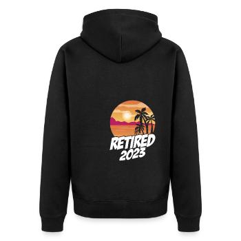 Retired 2023 Graphic Retirement Retired Retiree Pe - Unisex Premium Bio Zip Hoodie - Schwarz - Hinten - Nico (187cm)
