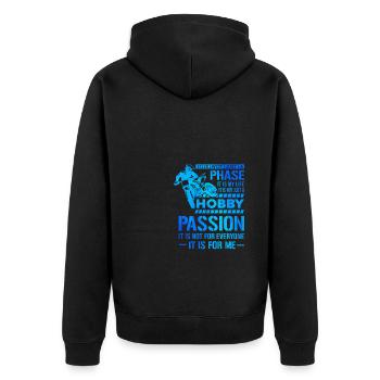 It's Not Just A Phase It's A Life Hobby Dirt Biker - Unisex Premium Bio Zip Hoodie - Schwarz - Hinten - Nico (187cm)