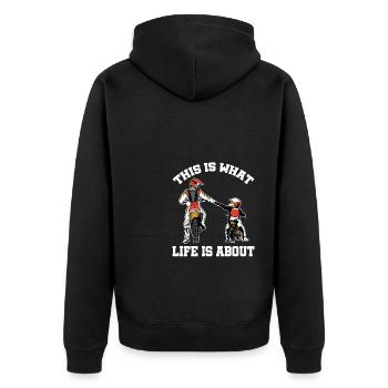 This Is What Life Is About Dirt Bike Riding Motocr - Unisex Premium Bio Zip Hoodie - Schwarz - Hinten - Nico (187cm)