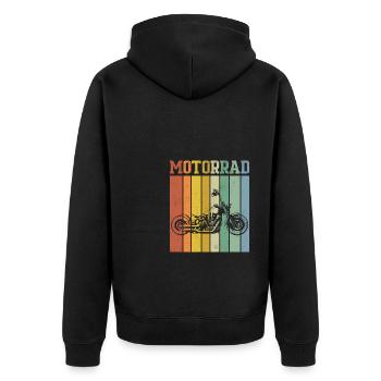 Retro Grafik Motorradfahrer Motorrad Fahren Biker - Unisex Premium Bio Zip Hoodie - Schwarz - Hinten - Nico (187cm)