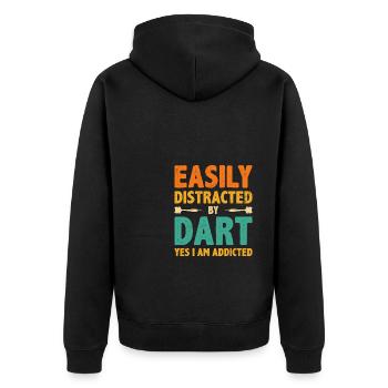 Easily Distracted By Dart Yes I'm Addicted Dart Pl - Unisex Premium Organic Zip Hoodie - black - Back - Nico (187cm)