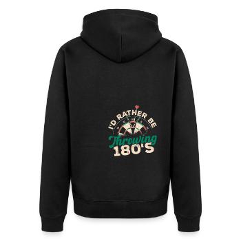 I'd Rather Be Throwing Darts And Board Dartplayer - Unisex Premium Organic Zip Hoodie - black - Back - Nico (187cm)
