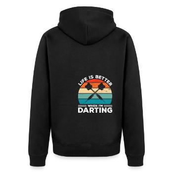 Life Is Better When I'm Throwing Darts Darting Dar - Unisex Premium Organic Zip Hoodie - black - Back - Nico (187cm)