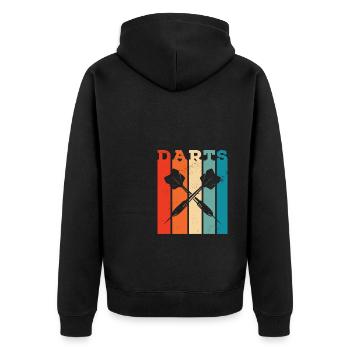 Retro Graphic Dart Player Darts Dartboard Bullseye - Unisex Premium Organic Zip Hoodie - black - Back - Nico (187cm)