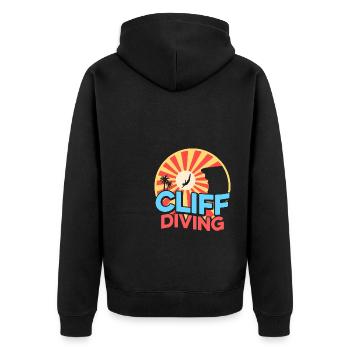 Retro Graphic Cliff Diver Cliff Diving Tombstoning - Unisex Premium Organic Zip Hoodie - black - Back - Nico (187cm)