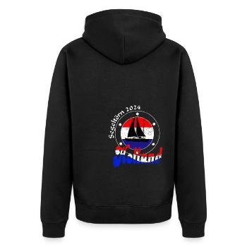 Segeltörn Holland 2024 - Unisex Premium Bio Zip Hoodie - Schwarz - Hinten - Nico (187cm)