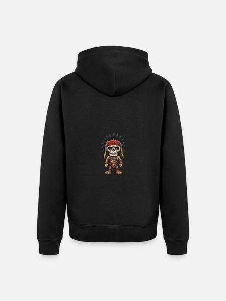 Apache Indian Skeleton - Unisex Premium Organic Zip Hoodie - black