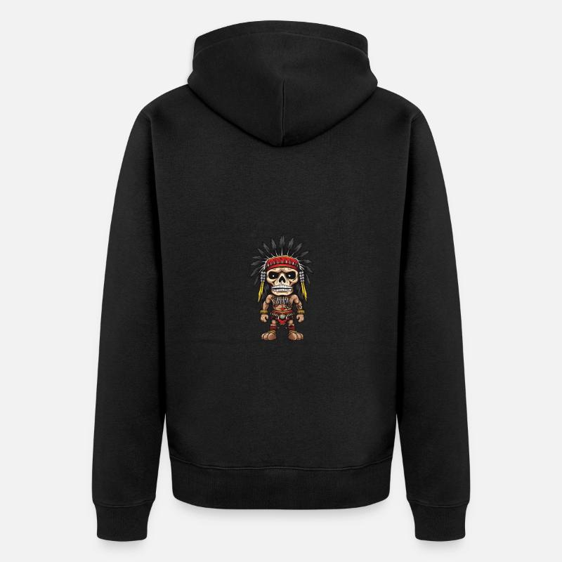 Squelette indien Apache - Veste à capuche bio Premium Unisexe - noir