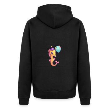 Bande dessinée d’anniversaire hippocampe - Veste à capuche bio Premium Unisexe - noir - Dos - Nico (187cm)