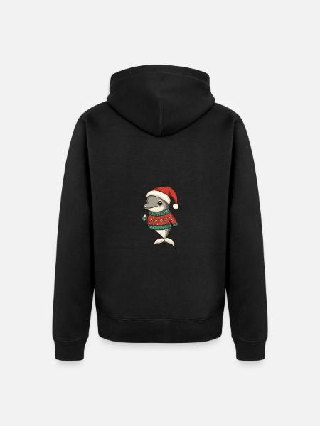 Dolphin Christmas Comic - Unisex Premium Organic Zip Hoodie - black