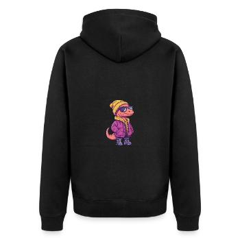 Dinosaur brontosaurus winter - Unisex Premium Organic Zip Hoodie - black - Back - Nico (187cm)