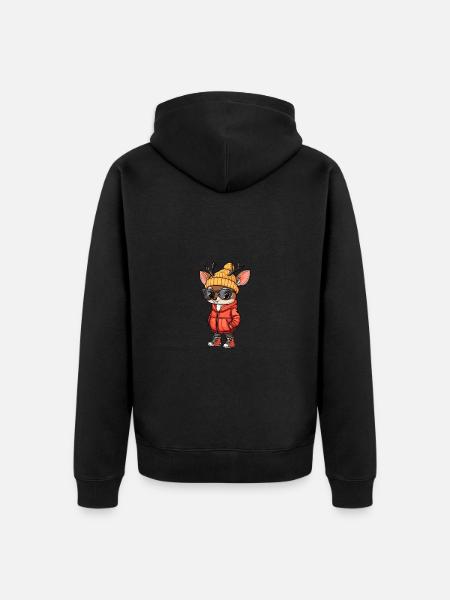 Hirsch Winter - Unisex Premium Bio Zip Hoodie - Schwarz