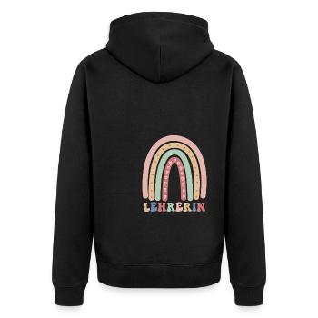 Klassenlehrerin Vintage Regenbogen Lehrerin - Unisex Premium Bio Zip Hoodie - Schwarz - Hinten - Nico (187cm)