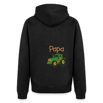 Papa Bauer Traktor Papa Sohn Partnerlook Familien - Unisex Premium Bio Zip Hoodie - Schwarz - Hinten - Nico (187cm)