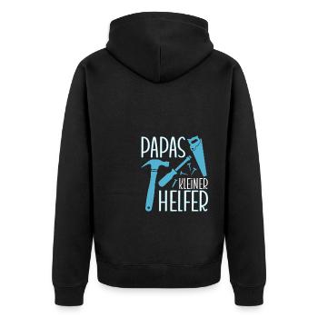 Jungen Kinder Werkstatt Papas Kleiner Helfer - Unisex Premium Bio Zip Hoodie - Schwarz - Hinten - Nico (187cm)