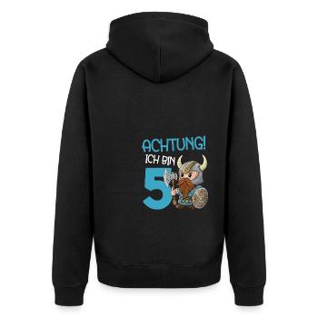 5 Jahre Geburtstag Ritter 5. Geburtstag Wikinger - Unisex Premium Bio Zip Hoodie - Schwarz - Hinten - Nico (187cm)