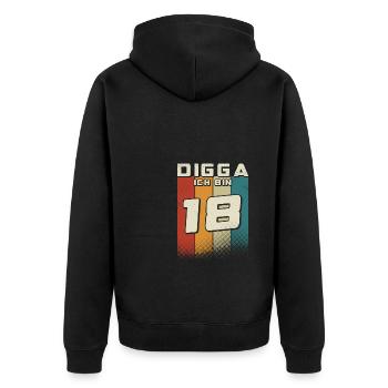 Digga ich bin 18 Jahre Junge 18. Geburtstag Retro - Unisex Premium Bio Zip Hoodie - Schwarz - Hinten - Nico (187cm)