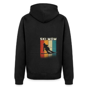 Retro Ski Mom Ski Mama - Unisex Premium Bio Zip Hoodie - Schwarz - Hinten - Nico (187cm)