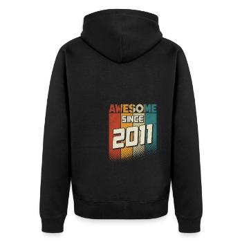 Awesome since 2011 Mädchen Junge 13. Geburtstag - Unisex Premium Bio Zip Hoodie - Schwarz - Hinten - Nico (187cm)