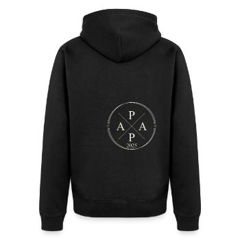 Papa Est 2025 Dad 2025 Level to Dad 2025 - Unisex Premium Organic Zip Hoodie - black - Back - Nico (187cm)